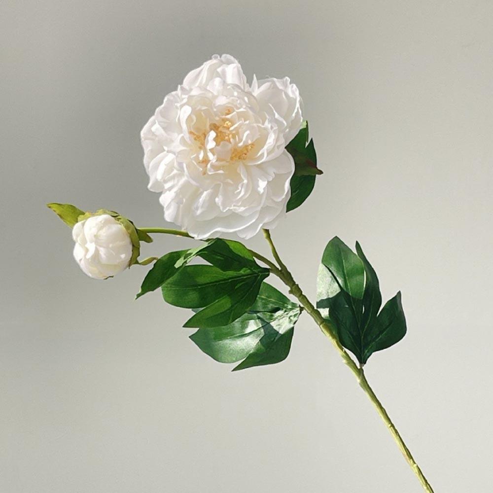 

1Pcs 2 Head Artificial Peony Bouquet Lifelike Silk Cloth Fake Flower Photography Props white