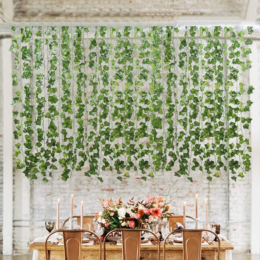 3/6pcs Artificial Ivy Leaf Plants Vine Hanging Garland Fake Foliage Flowers Home Kitchen Garden Office Wedding Wall Decor Rattan