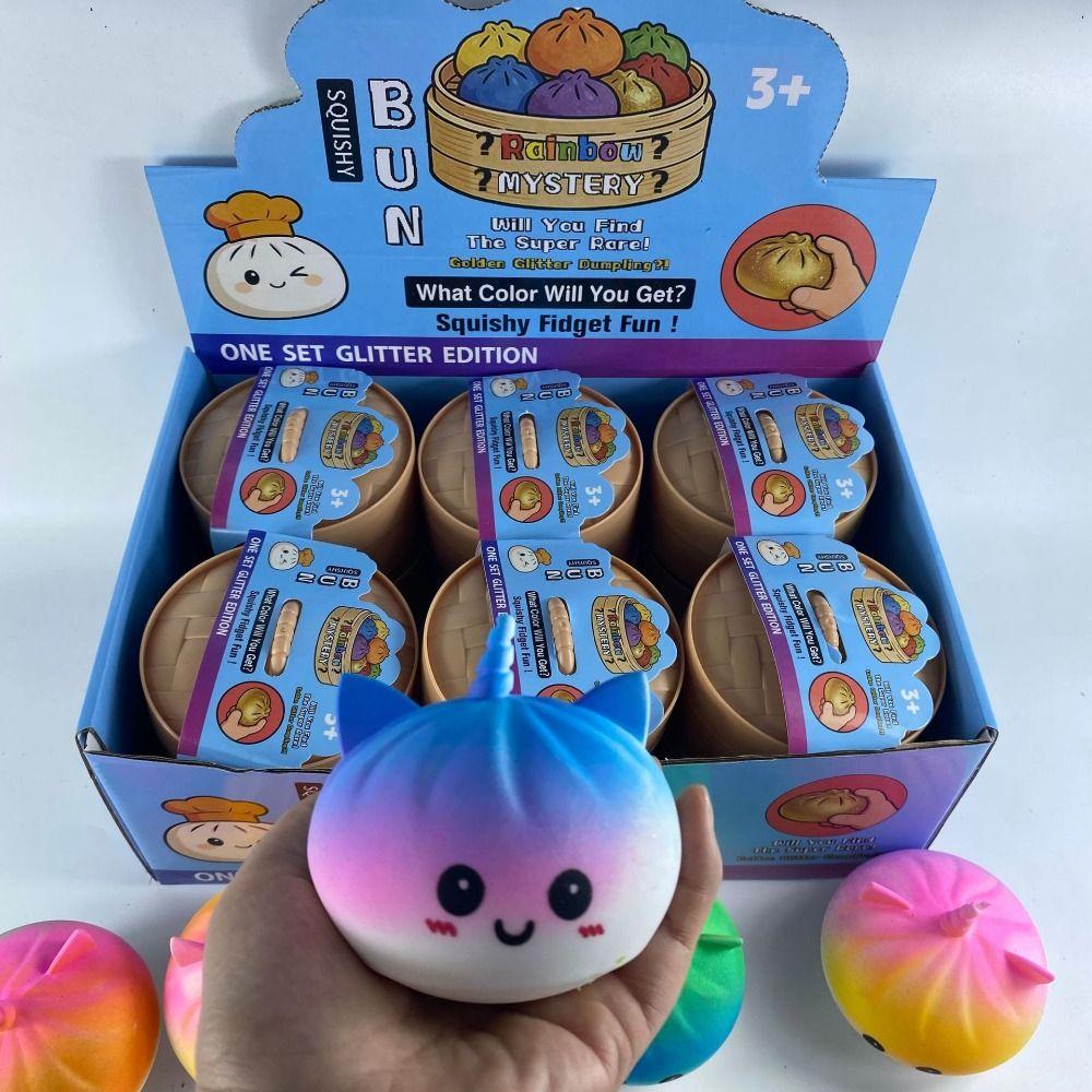 Simulation Food Dumpling Squishy Toys with Steamer Sensory Fidget Ball Children Gifts