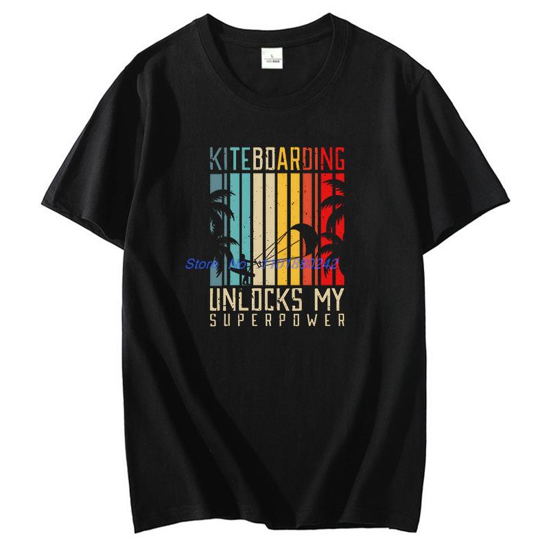 Vintage Kiteboarding Kitesurfing Funny Graphic T Shirts Birthday Gifts Tshirt Cotton Short Sleeve Tshirts Mens Print T Shirt