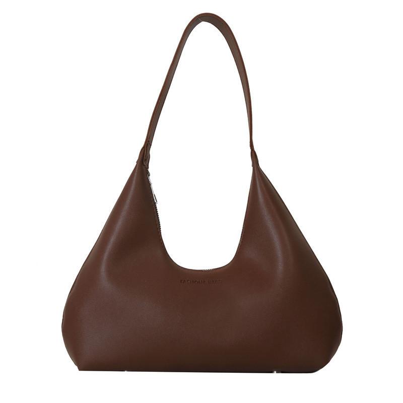 Trendy Street Style Pure Color Pu Shoulder Bag 2023 Autumn Winter New Stylish Commuter Handbag Medium Size