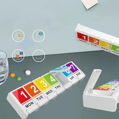 7-Day Pill Organizer Weekly Large Vitamin Pill Box Splitters M PM Daily Travel Medication Box for Vitamins Supplements Fish Oil