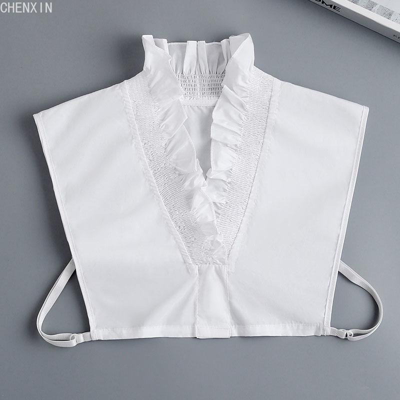 Abnehmbarer Kragen aus Baumwolle für Damen, für Pullover, Bluse, Hemd, gefälschter Kragen, dekoratives weibliches weißes halbes Hemd, falsches Kragen-Zubehör