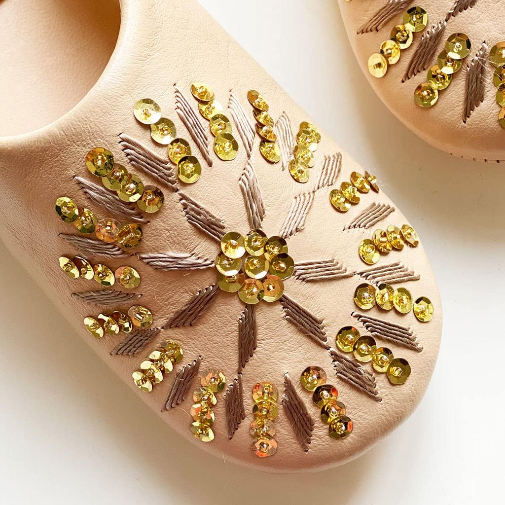 Sequined Babouche Bag Almond LL [dear Morocco] // // (26 Cm)