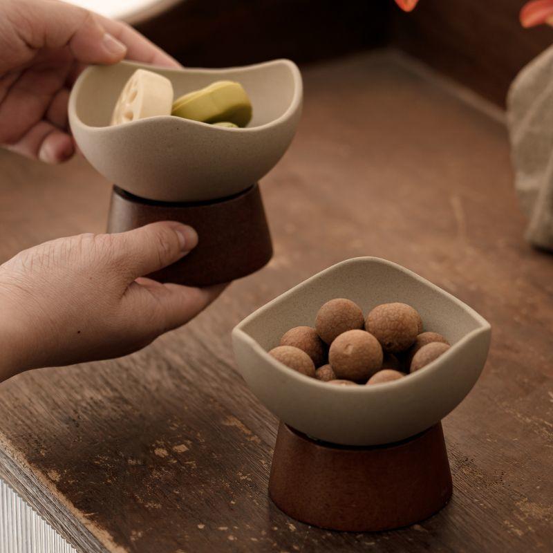 Keramik-Eisbecher im japanischen Stil, Dessertschale aus grober Keramik, hochwertiger Eisbecher, hochfüßiger Snackschalenbecher