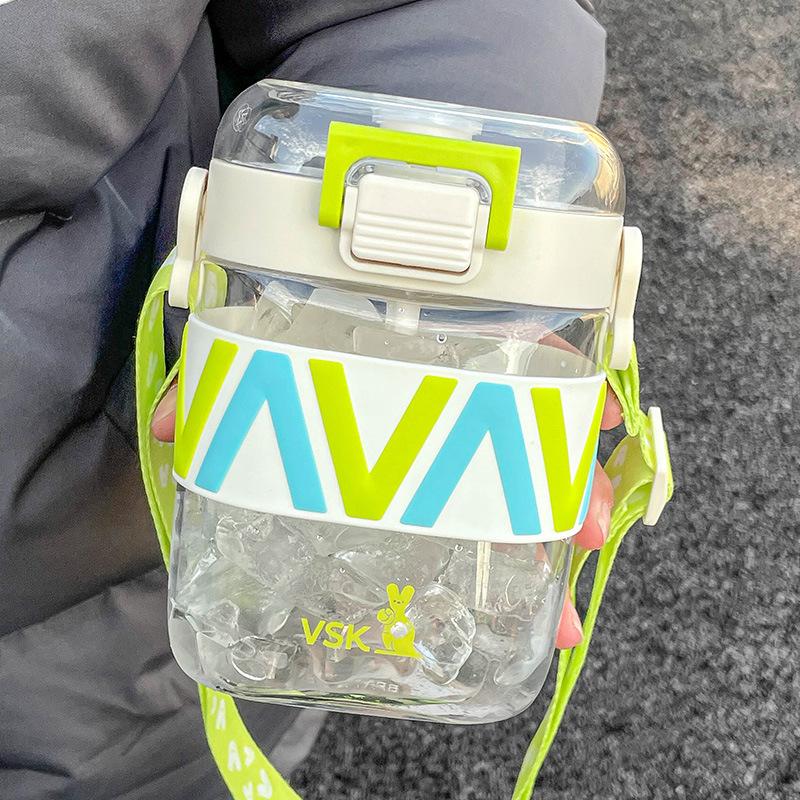 Water Cup Girls Large Capacity High Value Plastic Student Straw Cup Men Drop Resistant High Temperature Square Kettle Portable