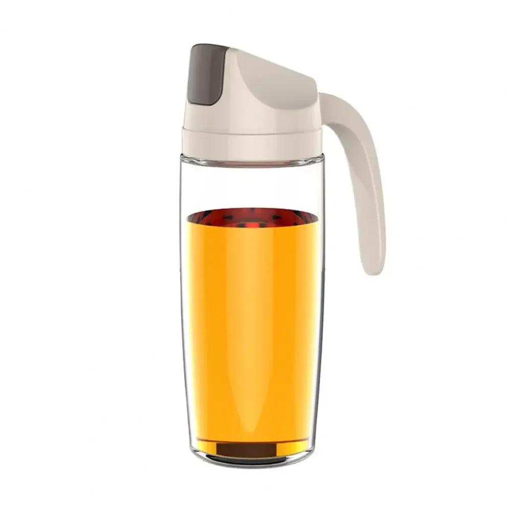 Leakproof Glass Oil Bottle Can Automatic Opening Seasoning Dispenser with Handle