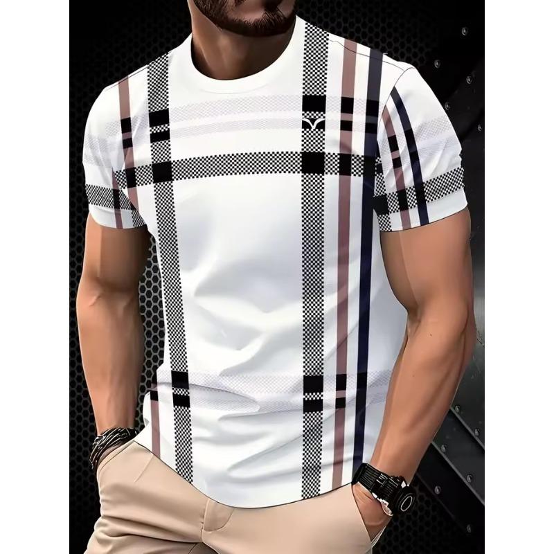 

Мужская футболка для улицы с 3D-принтом, летний топ с круглым вырезом и коротким рукавом, с принтом в полоску, уличная свободная футболка, мужская одежда оверсайз 6XL