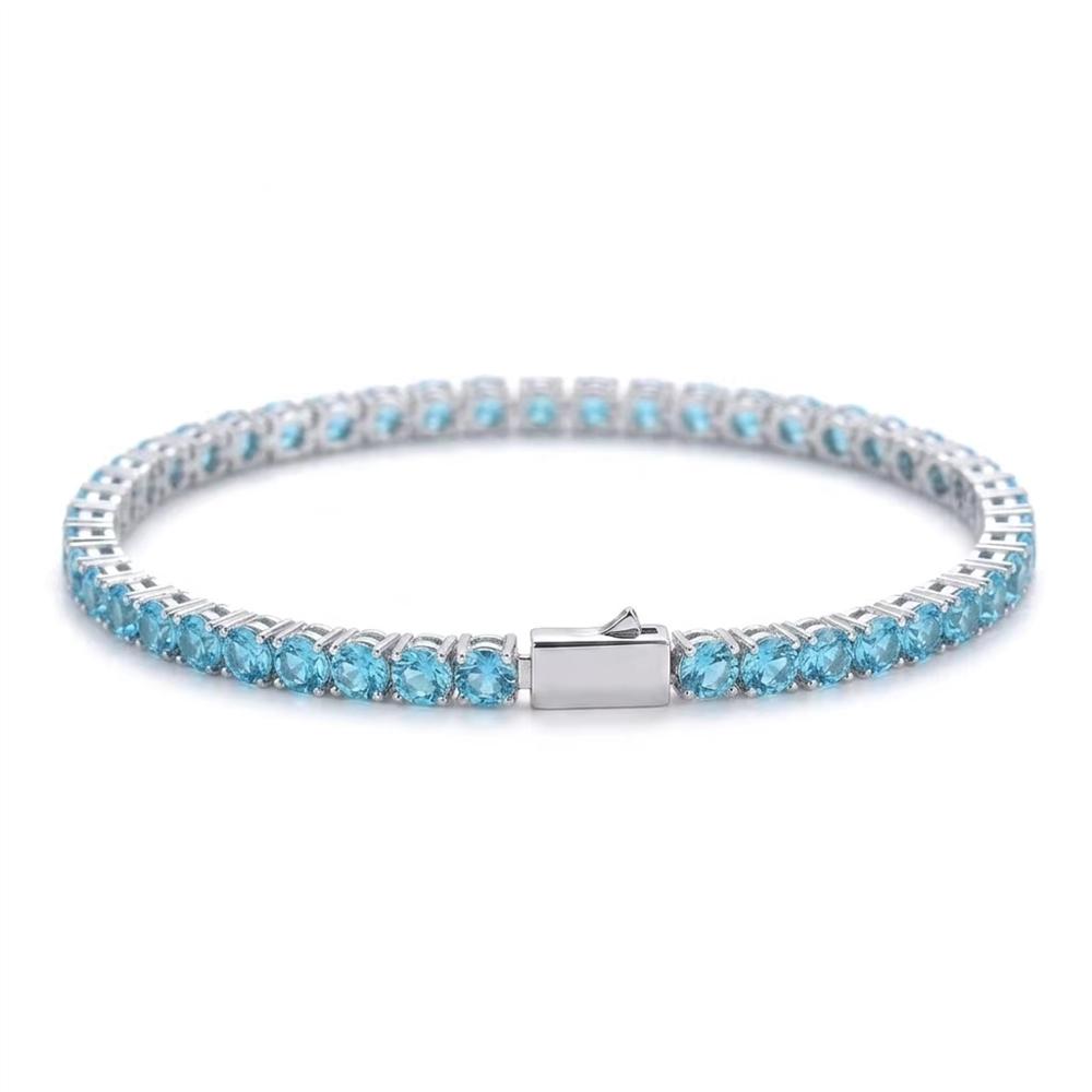 4mm Iced Out Colorful CZ Tennis Bracelet Multi Color 1 Row Cubic Zirconia Brass Spring Clasp Bling Hip Hop Jewelry for Women Men