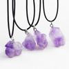 Clavicle Chain Irregular Shape Faux Crystal Purple Natural Stone Pendant Necklace