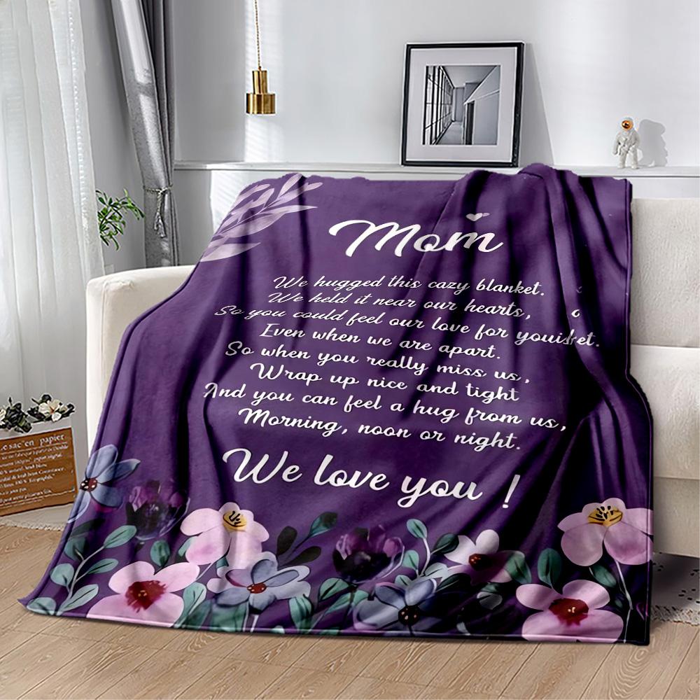 1pc Mom Quotes Blanket Comfortable Soft Lightweight Multi Purpose Blanket for Travel Camping Picnics Sofa Office Bed Living Room Gift for Friends
