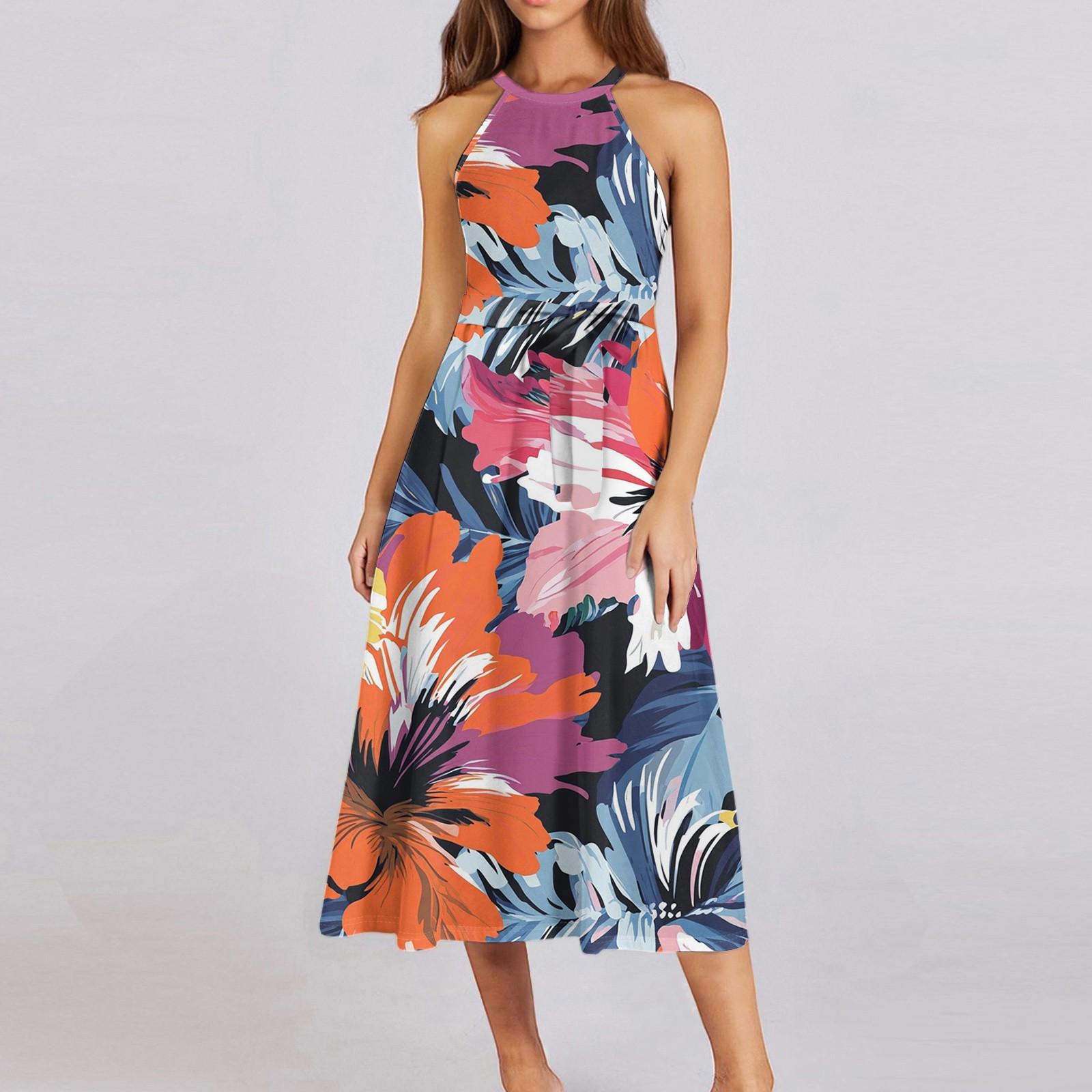 

Женское повседневное платье миди с круглым вырезом, классическое, повседневное, без рукавов, свободное платье в стиле бохо с завязками, летний пляжный сарафан XL винный