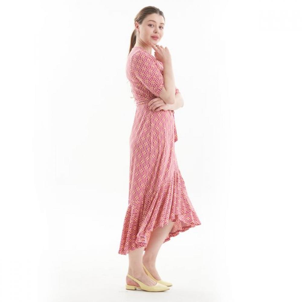 Lipbbam 3 4 Sleeve Frill Wrap Dress Ldm42or01