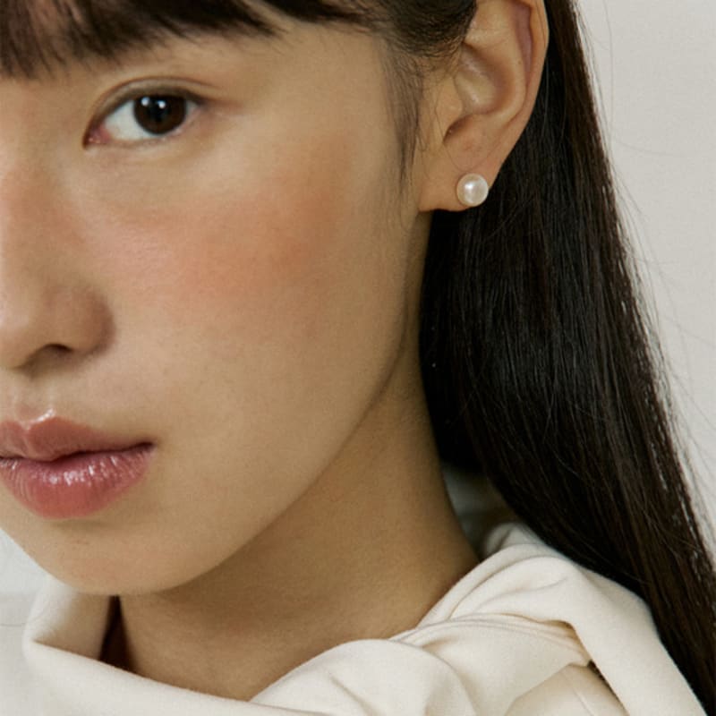 Lucirzu 7mm Pearl Silver Earring