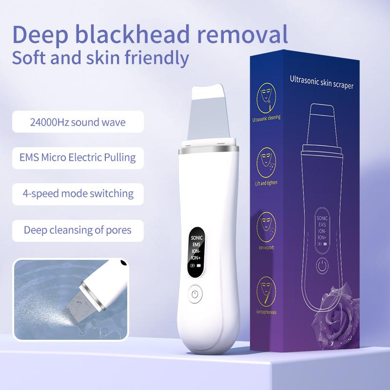 New Ultrasonic Skin Scrubber Facial Deep Cleansing Blackhead Remove Ultrasonic Cleansing Cavitation Peeling Shovel Skin Scrubber