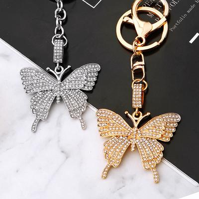 Exquisite Lobster Buckle Butterfly Pendant Key Chains Women Fashion Keychains Jewelry for Bag Car Gift Ornament