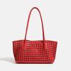 Bolsa de Picnic de Tejido de Lujo: Elegante Bolso de Hombro Hueco para Madre e Hijo