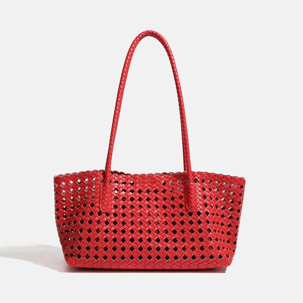 Bolsa de Picnic de Tejido de Lujo: Elegante Bolso de Hombro Hueco para Madre e Hijo