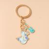 New Enamel Violin Guitar keychain Women Girls Musical Instrument Key Ring Pendant for Handbag Decor DIY Key Holder Jewelry Gift