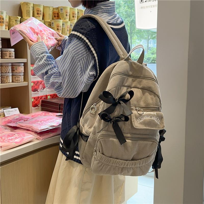 Student Schoolbag Women's Corduroy Backpack Large Capacity Backpack