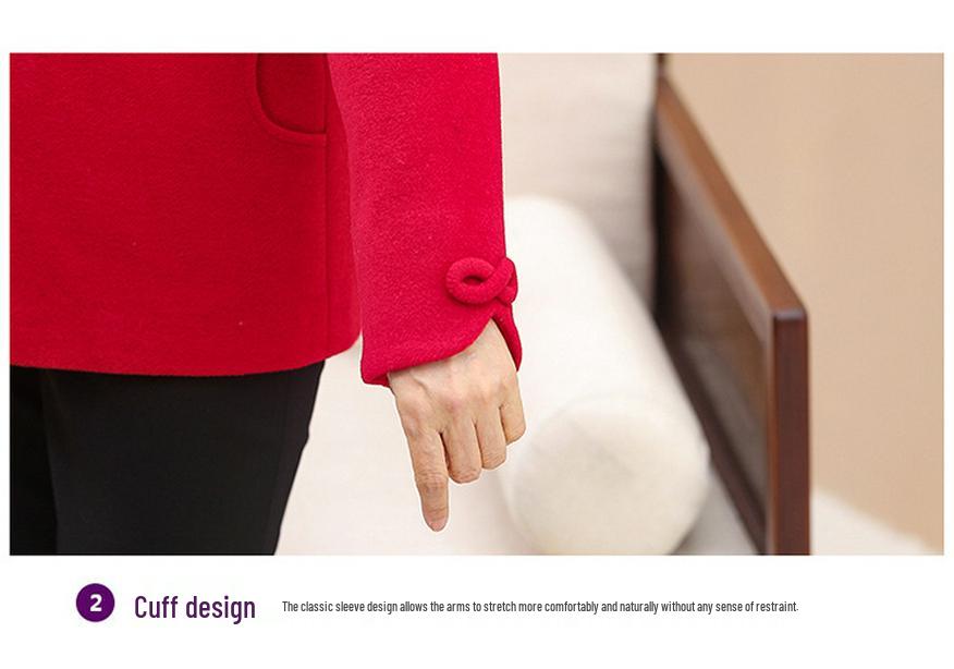 Spring and Autumn Wool Coat for Elderly Women: Elegant Tang Suit for 70-Year-Old Moms and Grandmas