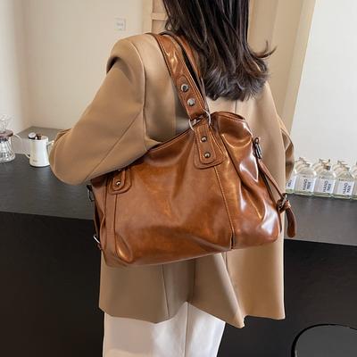 Large Capacity Bag Women's Autumn and Winter New Retro Shoulder Bag Fashion Messenger Tote Bag