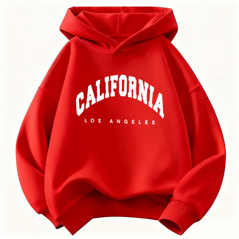 

California Los Angeles Letter Printed Sweatshirt Kids Cat Children s Hoodie Fashion Hoody Casual Hoodies for Boys Girls Clothes 100cm красный