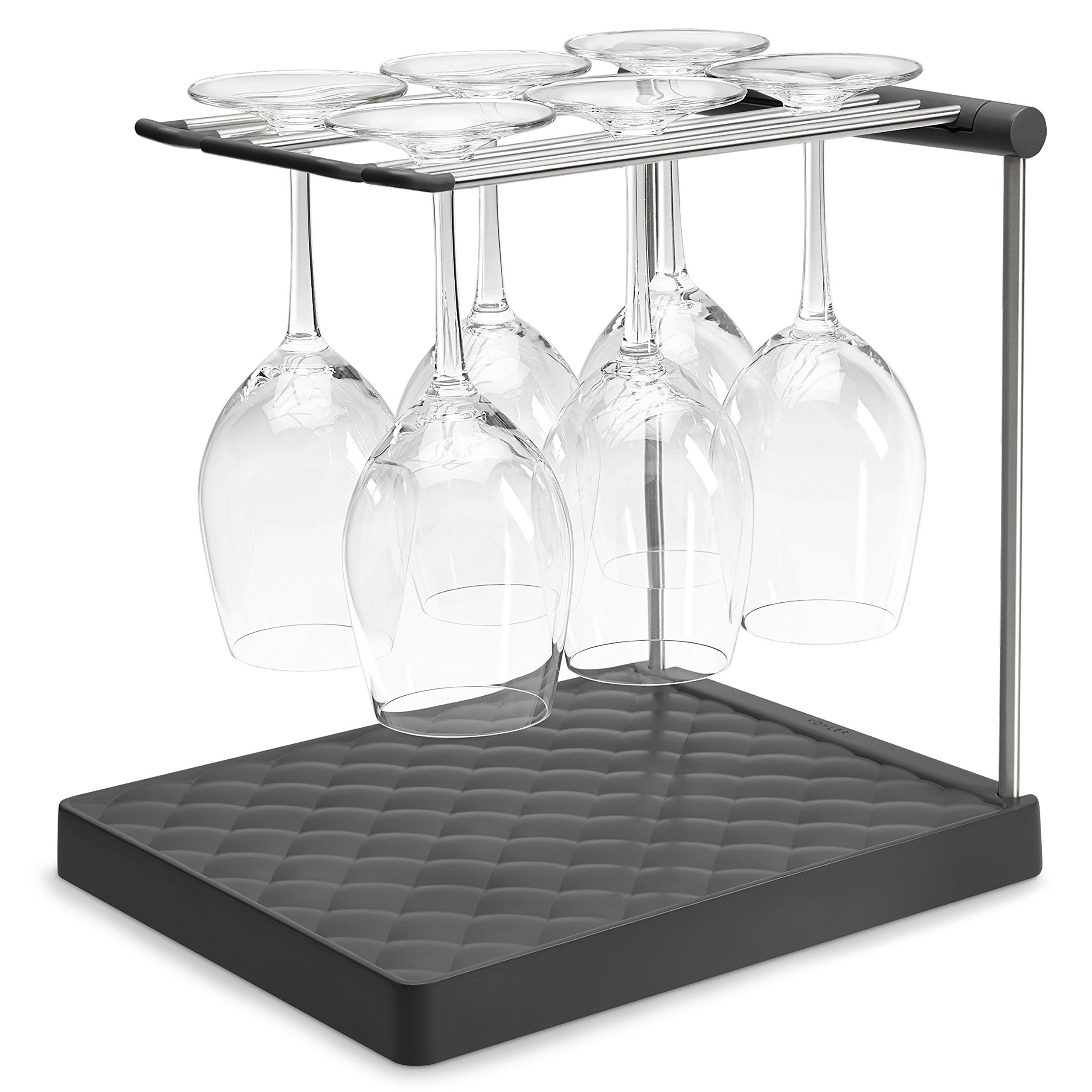 

KOHLER Folding Wire Glass Holder or Drying Folds Up to Holds Up to 6 Charcoal Rack, 1.25 Inches, Glasses,