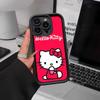 H-Hello Kitty Silicone Soft Phone Case For IPhone 17 16 15 14 Plus 13 12 Mini 11 Black Cover