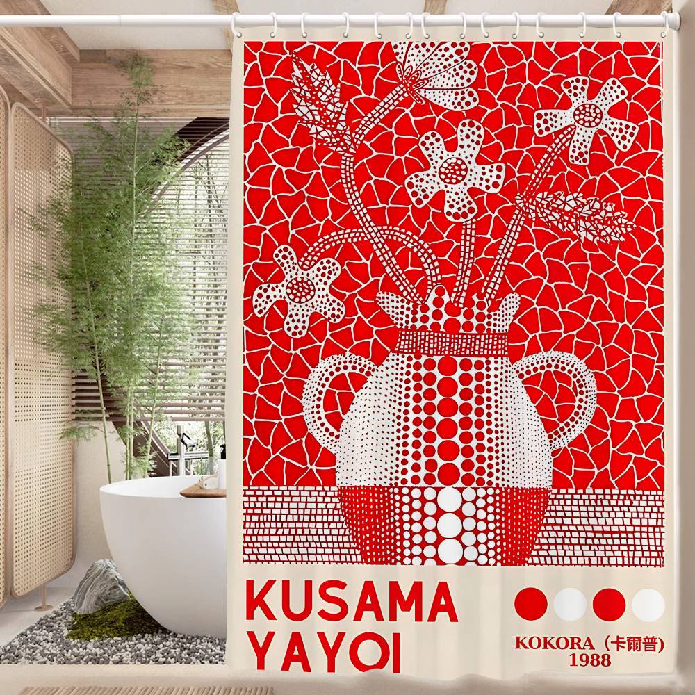 Yayoi Kusama Menas Vonios Dušo Užuolaida Apsauganti Sienelė Dušo Užuolaida Greitai Džiūstanti Gali Būti Šveičiama Šviesiai Nepermatoma Vonios