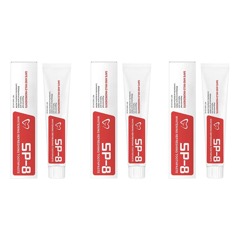 

SP8 Пробиотическая Отбеливающая Зубная Паста Удаляет Пятна Глубокая Очистка Желтых Зубов Осветление Зубов Гигиена Полости Рта Чистота Свежее Дыхание 100 г 3pcs