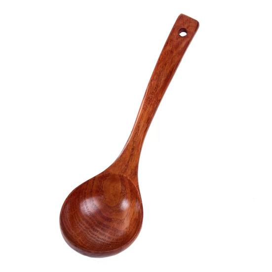 Heat-Resistant Soup Serving Ladle Anti-scald Handle Wood Cooking Utensils Soup Spoon Kitchen Tool
