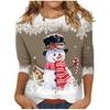Spring and Autumn Round Neck Christmas Themed Pattern 3D Printed Top Fashionable Casual Long Sleeved Women's T-shirts