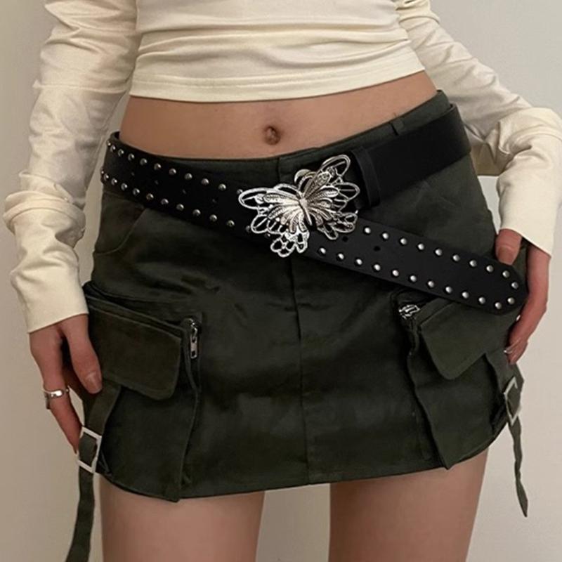Fashion Enthusiasts PU Belt for Skirt Female Waist Belt with Butterfly Buckle