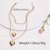 Triple-Layer Retro Gold Necklace Set with Solid Heart Pendant and Fine O-Ring Chain