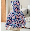 autumn cute Flower print coats Girls' warm cotton-padded children's clothes fashion style blue winter baby girl thickened short cotton-padded jacket