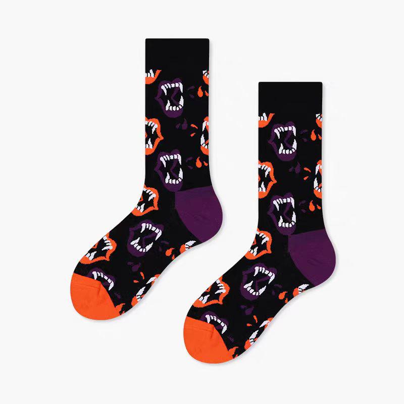 2025 Halloween Pumpkin Mid-Calf Socks for Men & Women - Festive Long Socks for Couples.