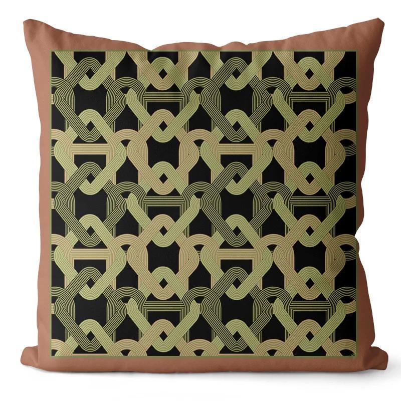 New Nordic Retro Green Geometric Pillow Cover American French Light Luxury Home Sofa Bedside Pillowcase Home Decoration