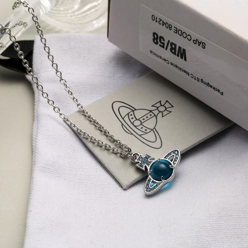 Modern Womens Titanium Steel Necklace With Saturn Charm And Microinlay For Daily Wear