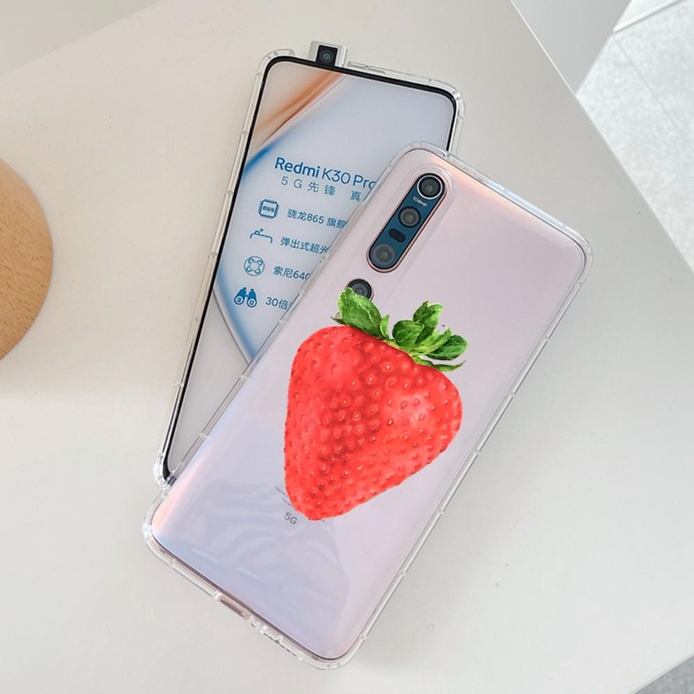 Cute Strawberry Phone Case For Samsung S 20 21 22 23 for Redmi Note7 8 9 10 for Huawei P20 30 40 Clear Case