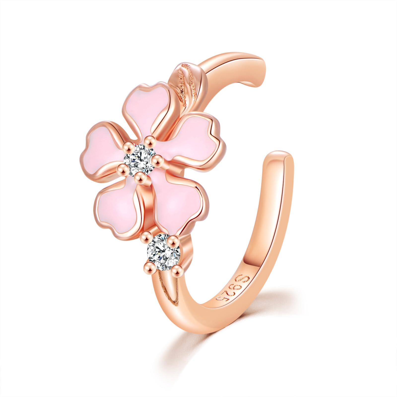 

Cherry Blossom Ear Cuff for Metal 925 Japanese Ear Pink Entrance White Day Present FH.bird Women, Popular, Hypoallergenic, Silver, Style, Cuff, Gold,