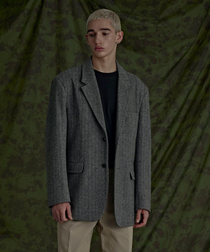 Zplish Herringbone Coat Blazer Grey