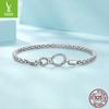 925 Sterling Silver Infinite Symbol Basic Bracelet, Creative Design Versatile Button Head Can Be Worn Alone Bracelet