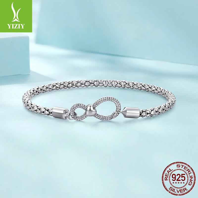 925 Sterling Silver Infinite Symbol Basic Bracelet, Creative Design Versatile Button Head Can Be Worn Alone Bracelet