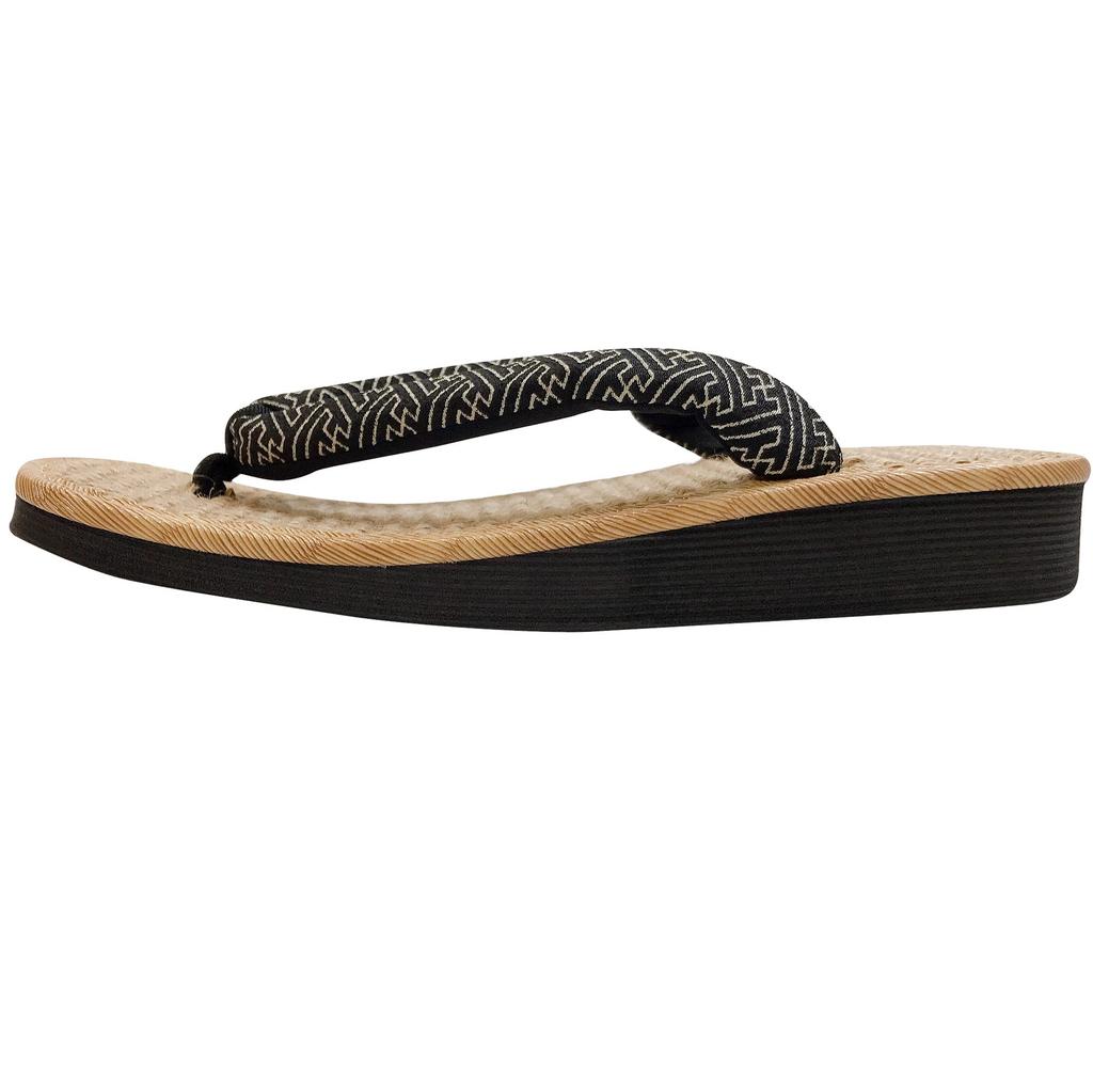 Edoten Geta Made in Genuine Hemp Zori Black Sponge Japanese Patterned Saaya Size L Sandals, Japan, Outerwear, Japanese-Style Sandals, Sole,