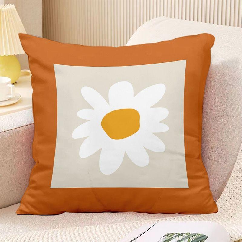 Bedroom Living Room Square Cushion Pillowcase Orange Simple Print Decorative Pillowcase