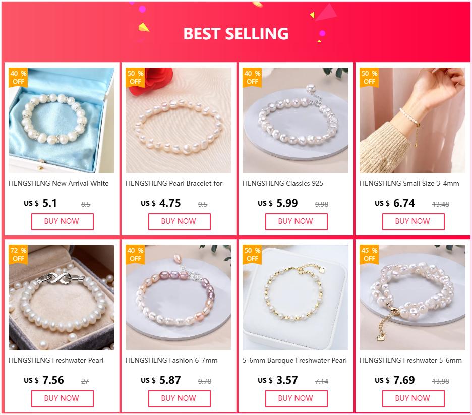 HENGSHENG Freshwater 8-9mm White Pearl Baroque With Small Gold Bead Bracelet 925 Sterling Silver Jewelry Gifts for Women Girls