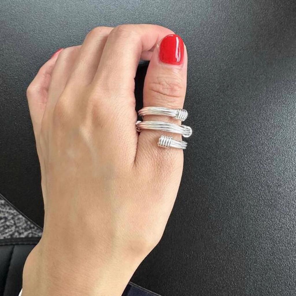 Korean Imported 2024 New Fashionable Layered Geometric Copper Ring For Women