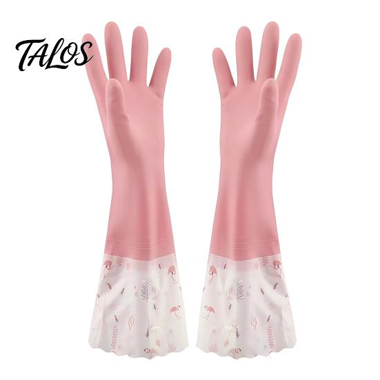 Thickened Winter Cleaning Gloves Long Sleeves Dishwashing Gloves, Thick Fleece Lining Non-Slip Silicone Extended Cuff Reusable Waterproof Kitchen for