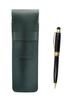 Moss Green Grained Leather Pen Case with Smartphone Touch Function and a Mini Retro Rotating Ballpoint Pen Set (SASM-TK66A)